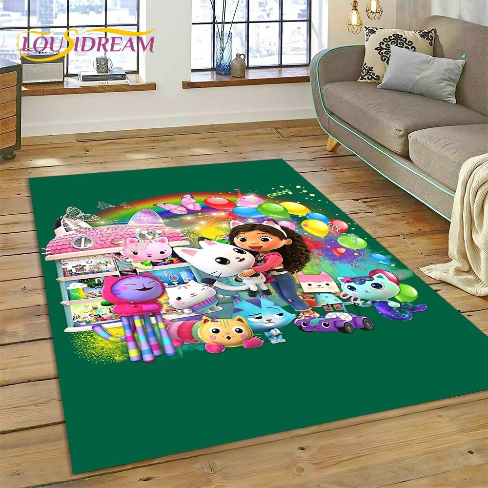 Cartoon Cute Gabbys Dollhouse Girl Rug Carpet for Living Room Bedroom Home Decor,Non-slip Decoration for Sofa Doormat Gifts Kid