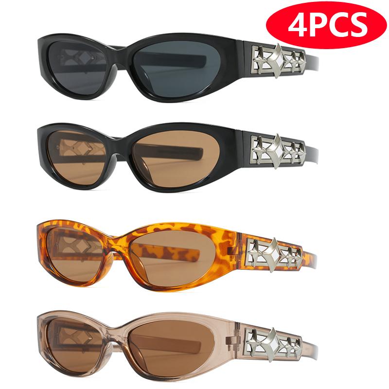 6pcs/4pcs Cycling Sunglasses Women Small Frame Personalized Outdoor Vacation Driving Sunscreen Glasses Unisex