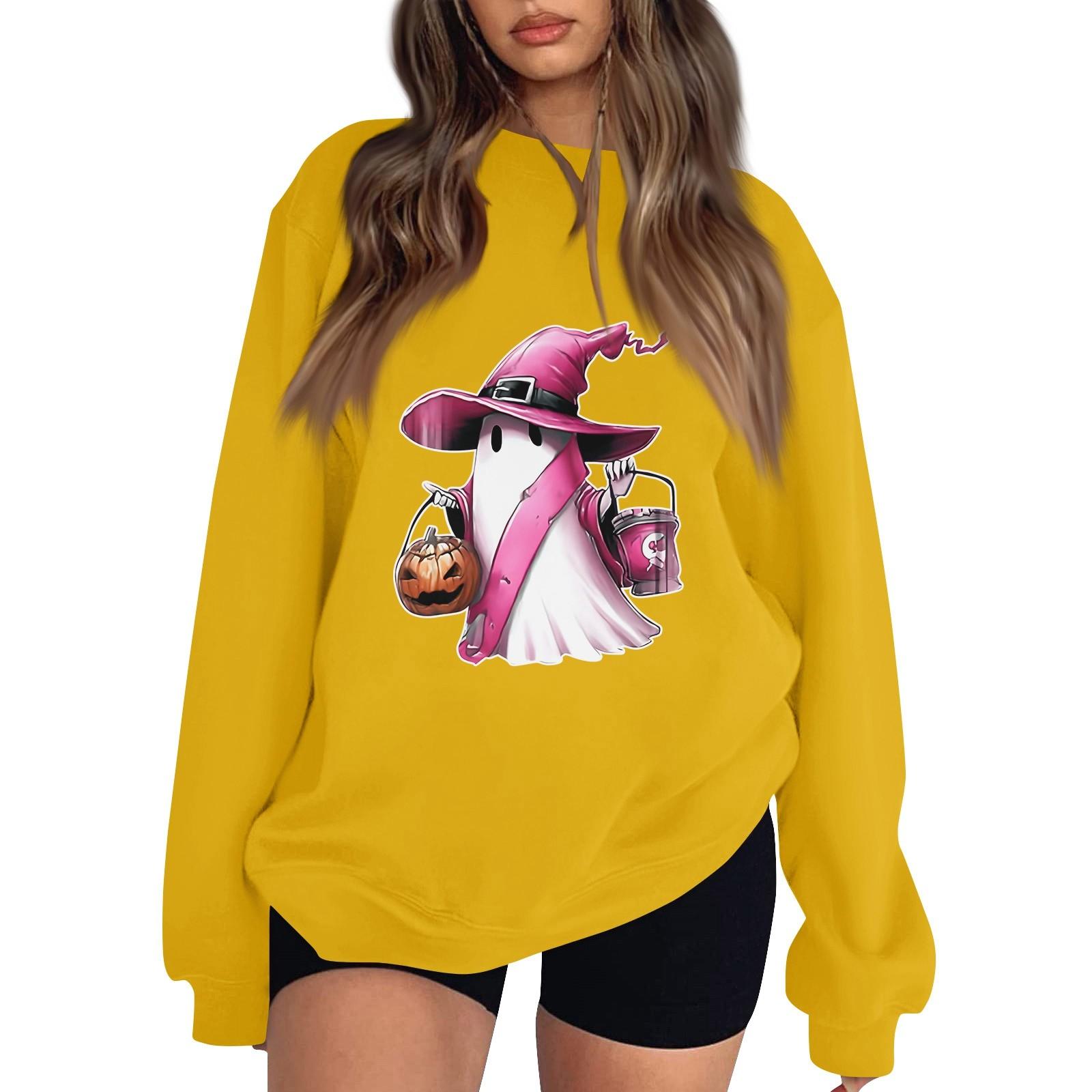 

Женский пуловер с заниженной линией плеча, спортивный свитшот с принтом на Хэллоуин XXL