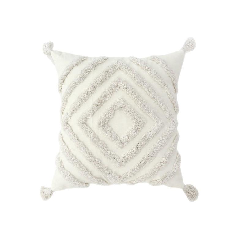 Bohemian Flocked Embossed Tassel Woven Lumbar Pillow Cover