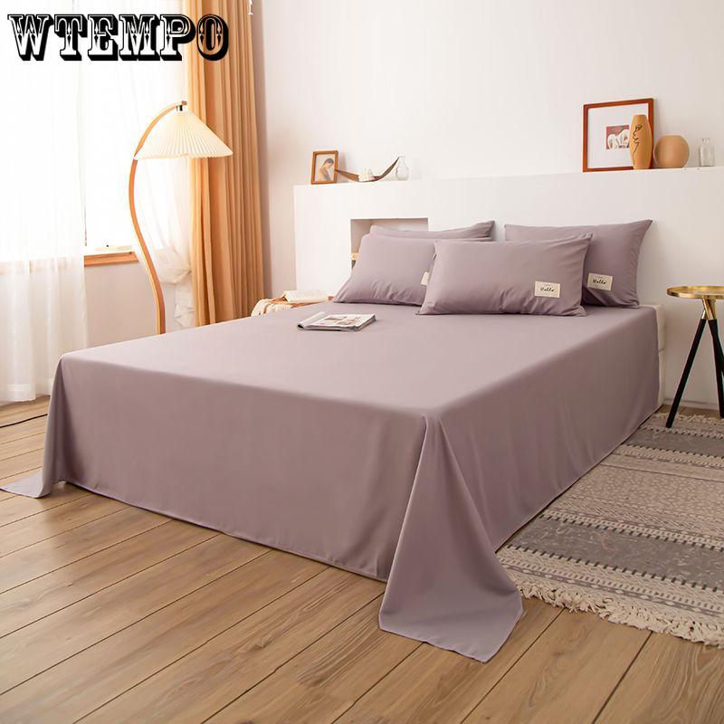 Single Piece Bed Sheet Spring Autumn Home Textiles Bedding Pure Color Bed Simple Style Household Queen Size