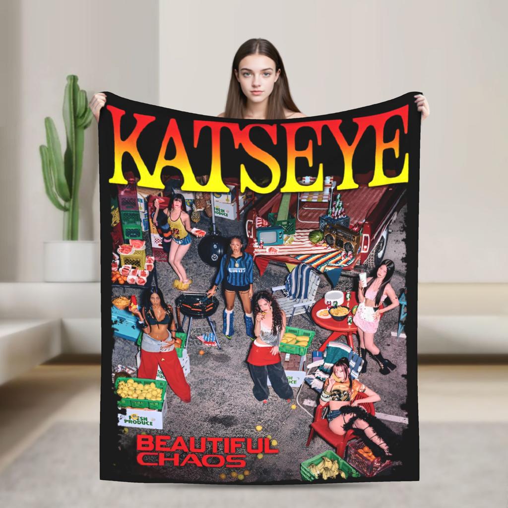 Katseye Kpop Knitted Blankets Fleece Sophia Lara Megan Ultra-Soft Throw Blankets for Car Sofa Couch Bedspread
