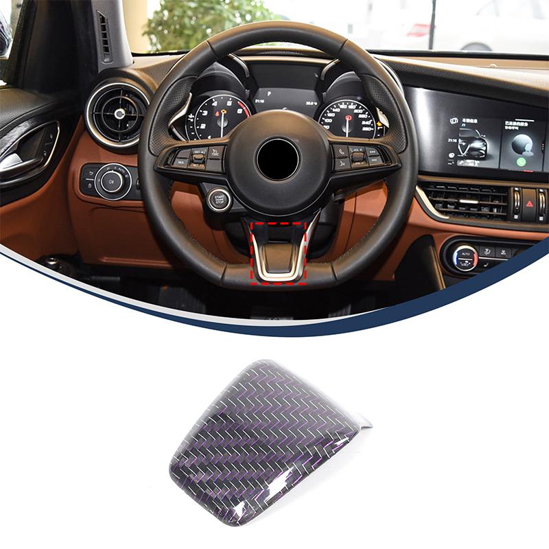 

Real Carbon Fiber Car Steering Wheel Cover Trim Sticker For Alfa Romeo Giulia Stelvio Tonale 2020-2024 Interior Accessories