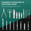 8/19/21Pcs Manicure Pedicure Set Stainless Steel Nail Clipper Cutter Kit Professional Nail File Scissors Ear Pick With Case