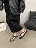 2025 Korean version summer new fashion versatile toe niche flat sandals women wear beach retro Roman shoes