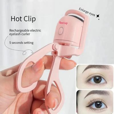 Piegaciglia Elettrico Rosa Modello Ricaricabile Riscaldamento Rapido Portatile Messa in Forma e Arricciatura Lunga Durata Clip per Ciglia