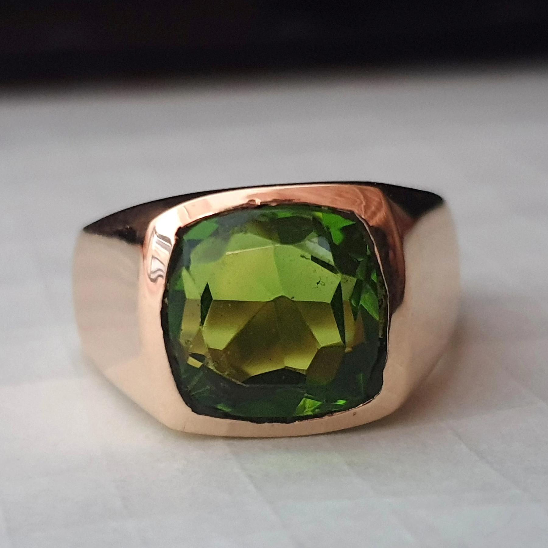 

Cushion Cut Green Peridot 925 Sterling Silver Rose Gold Overlay Ring Jewelry 5 рожевий колір золота
