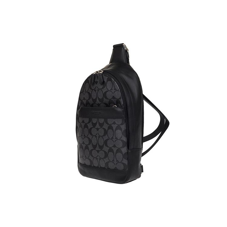 New COACH Charles PVC Crossbody Bag Sling Bag Small Men's Black Gray 54787-CQBK