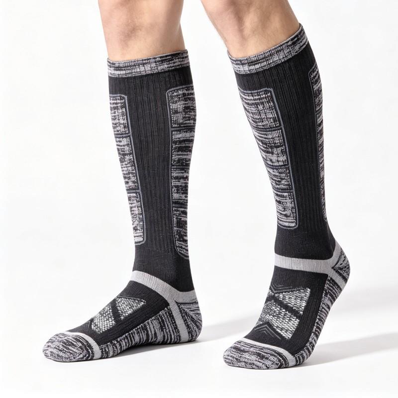 Merino Wool Ski Socks High Calf Thick Warm Winter Sports Men Women Anti-Slip Antibacterial