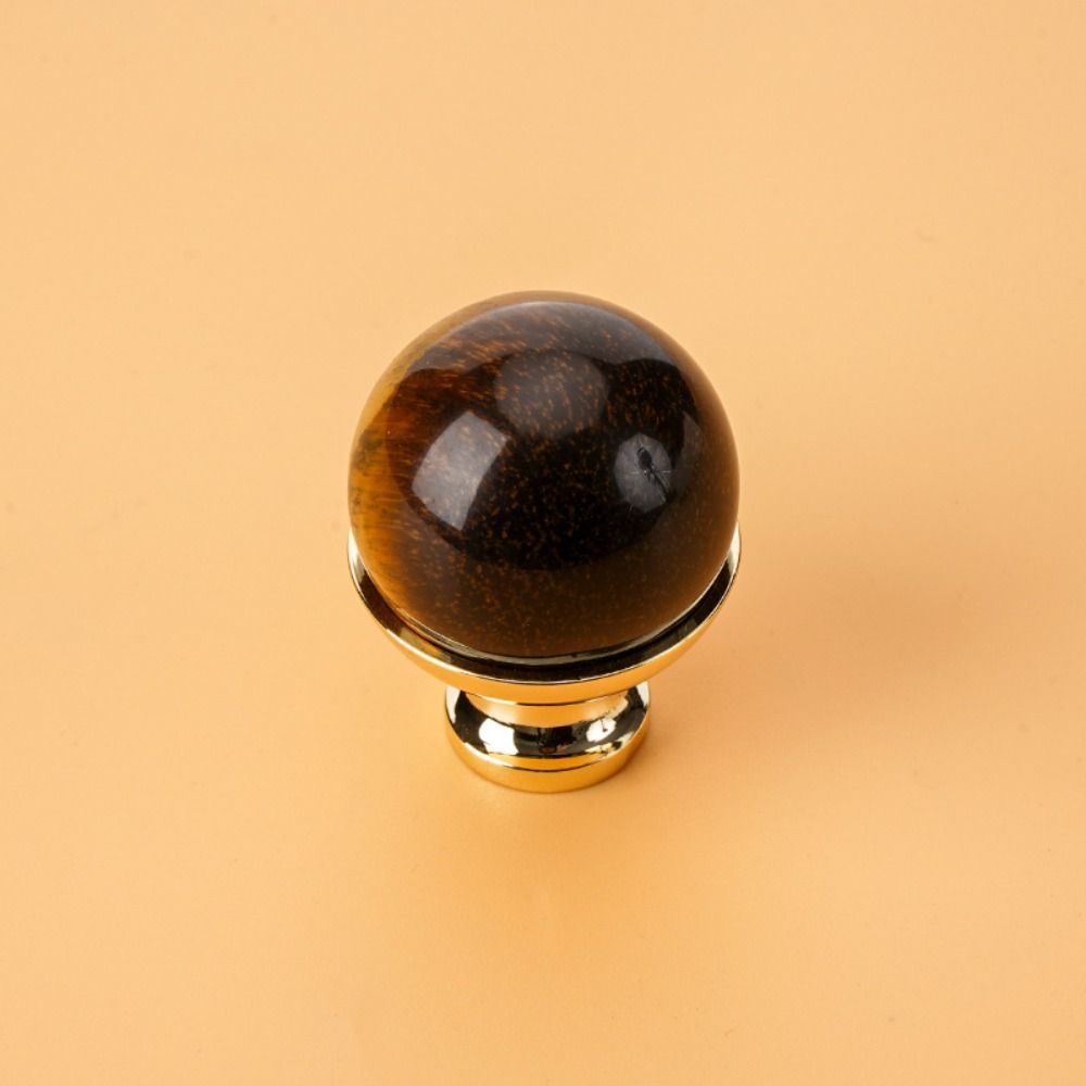 Multiple Colors Drawer Pull Handles Single Hole Electroplate Cabinet Knobs Decoration Brass and Marble Light Luxury