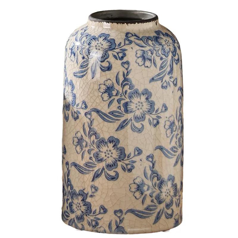 Blue and White Porcelain Vases Flower Arrangements Living Room Decorations Chinese Style Ceramic Home Decoration Retro Porcelain