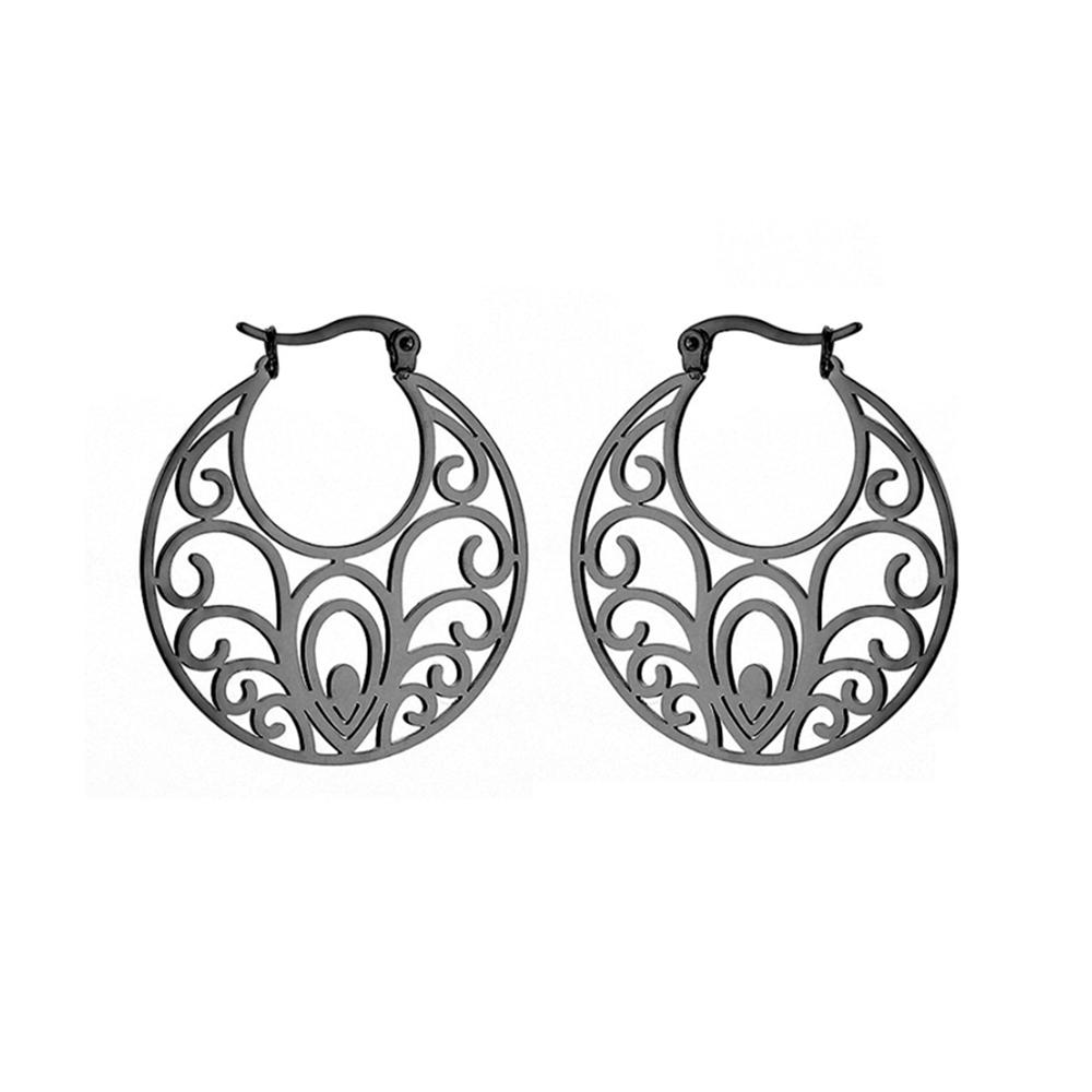 Cazador Vintage Filigree Hoop Earrings for Women Flower Tree Lotus Stainless Steel Jewelry Wedding Birthday Mother Gifts 2025