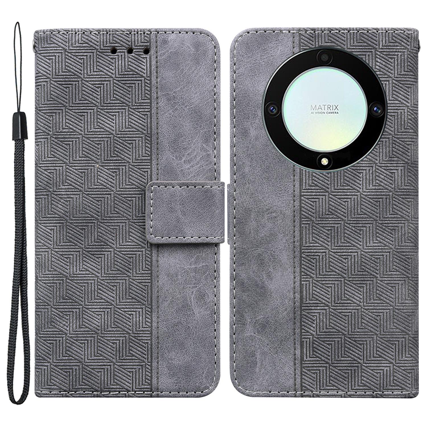 

For Honor X40 5G/X9a 5G/Magic5 Lite 5G Anti-drop Phone Case Wallet Flip Leather Imprinted Cell Phone Cover Grey