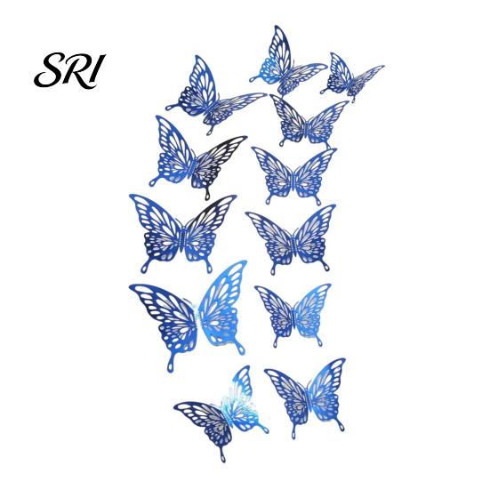 Home Atmosphere Decor 12Pcs/Set Wall Sticker 3D Hollow Butterfly Design Lightweight Easy Living Room Installation Decals Bedroom Birthday Party