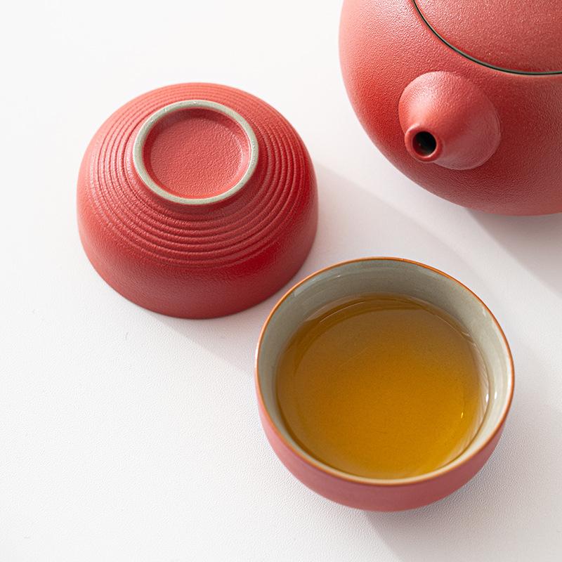 Dehua Coarse Pottery Travel Tea Set Red Teapot Gift Small Set Real Estate Bank Gift Souvenir