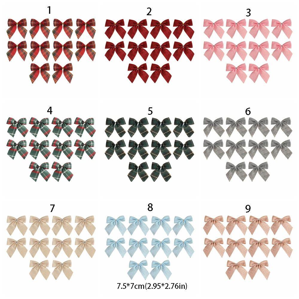 10Pcs/set Various Style Christmas Plaid Bow Plaid Bow Christmas Garland Accessories  Christmas