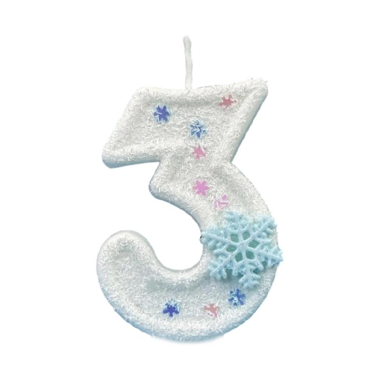 Unique Winter Snowflake Themed Birthday Candle Wax Number Candle Cake Toppers Decorations For Anniversary Parties Supplies