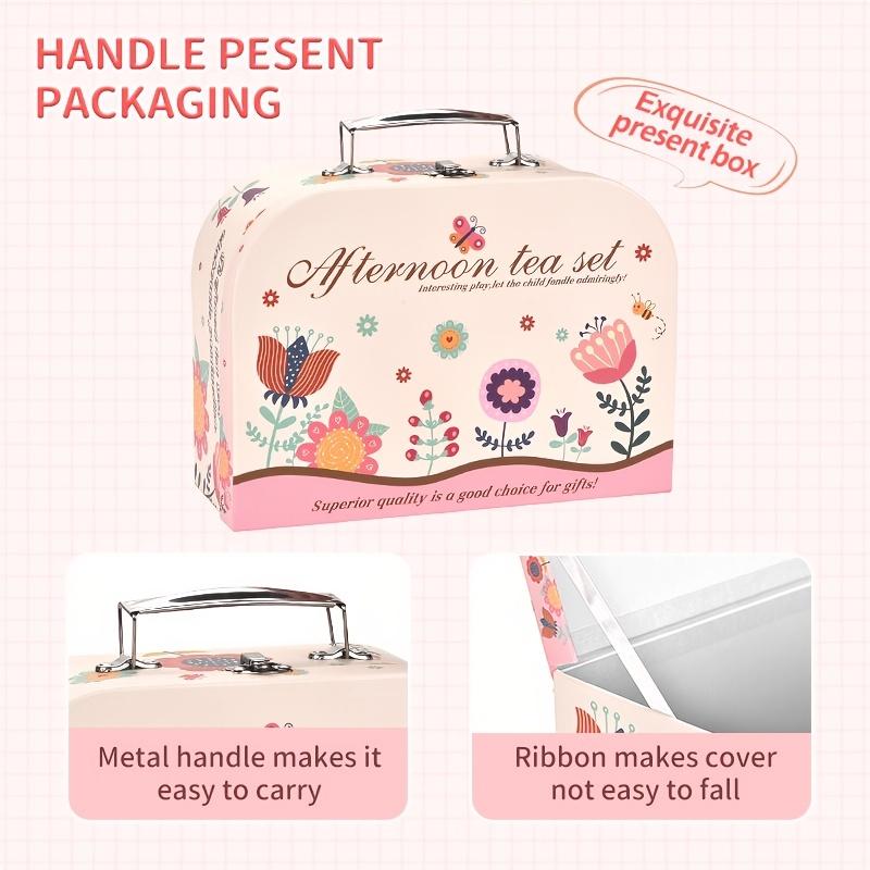 Teeparty-Set für kleine Mädchen, Blumen-Teeservice, Spielzeug für Kleinkinder, Küchenspielzeug zum Rollenspiel mit Dessertkuchen, Weihnachtsgeschenk