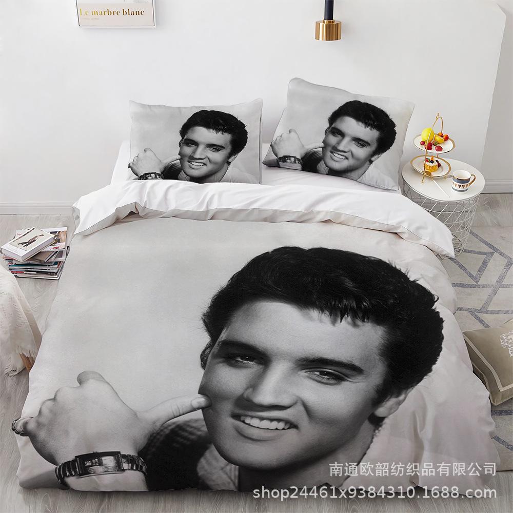 Größe 3D Digitaldruck Elvis Presley Heimtextil Quilt-Set Dreiteilig