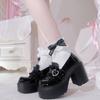 Fashion 2025 New Women Lolita Shoes Gothic Chunky High Heels Mary Jane Small Leather Shoes Women Fashion Versatile Casual Loafers Brand
