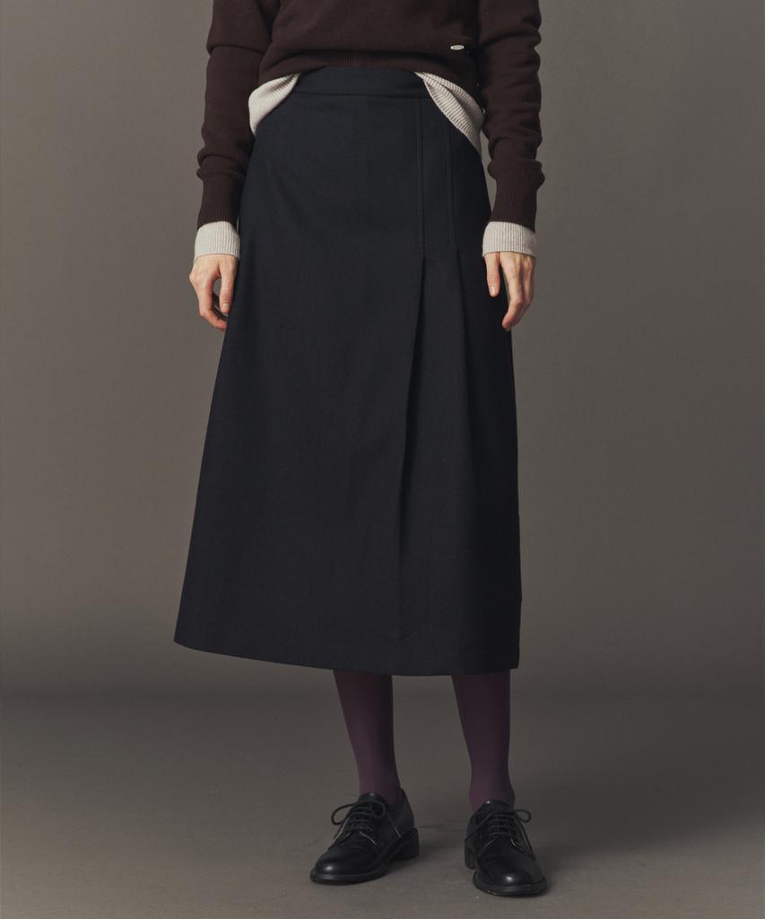 AHWE Wool Blend Tucked Skirt_D Navy