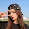 Fashion Floral Print Baseball Hat for Women Shiny Rhinestone Sunshade Adjustable Duck Tongue Cap Girls Outdoor Peaked Hat