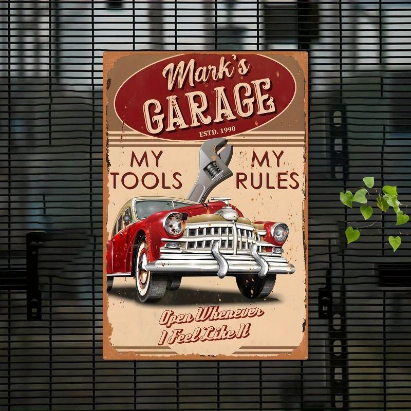 Vintage Garden Tools Metal Painting for Balcony Garage & Garden Decor