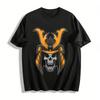 Vintage Samurai Skull Print Trendy Casual Short Sleeve T-Shirt Pure Cotton T-shirt