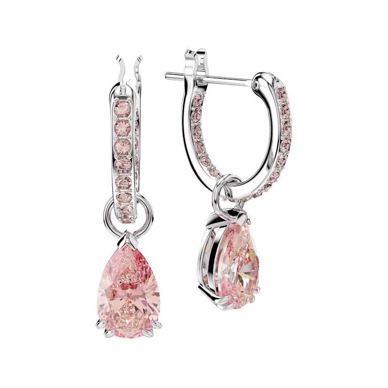 Swarovski Stilla Logo Crystal Rhodium Plated Earrings Women s Pink 5723566