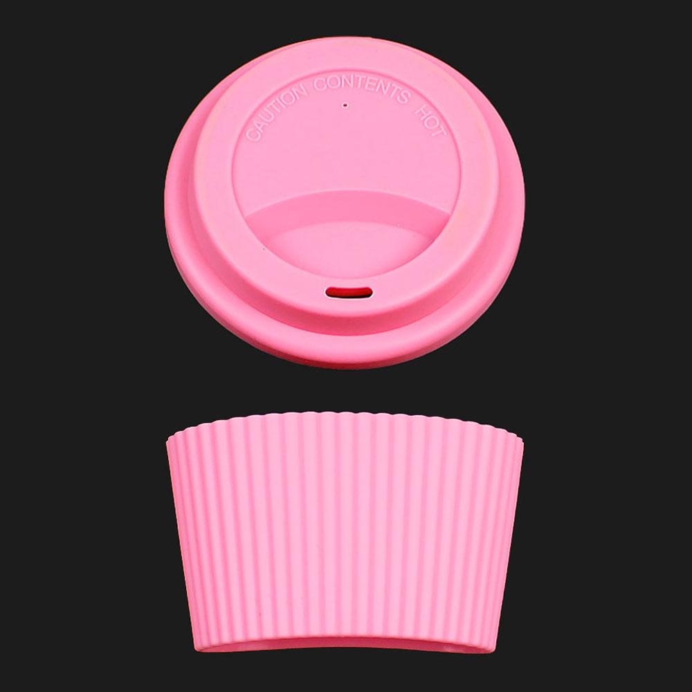 Silicone World 2PCS/Set Silicone Coffee Cup Cover Heat Insulation Anti Slip Cup Sleeve Mug Glass Cup Cover Anti-Dust Cup Lids