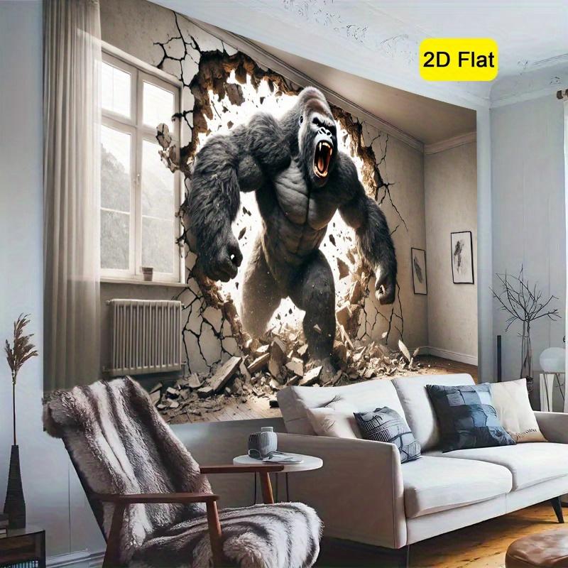2D Plane 1 Giant Gorilla Breaking Through the Background Banner Suitable for Home Decoration