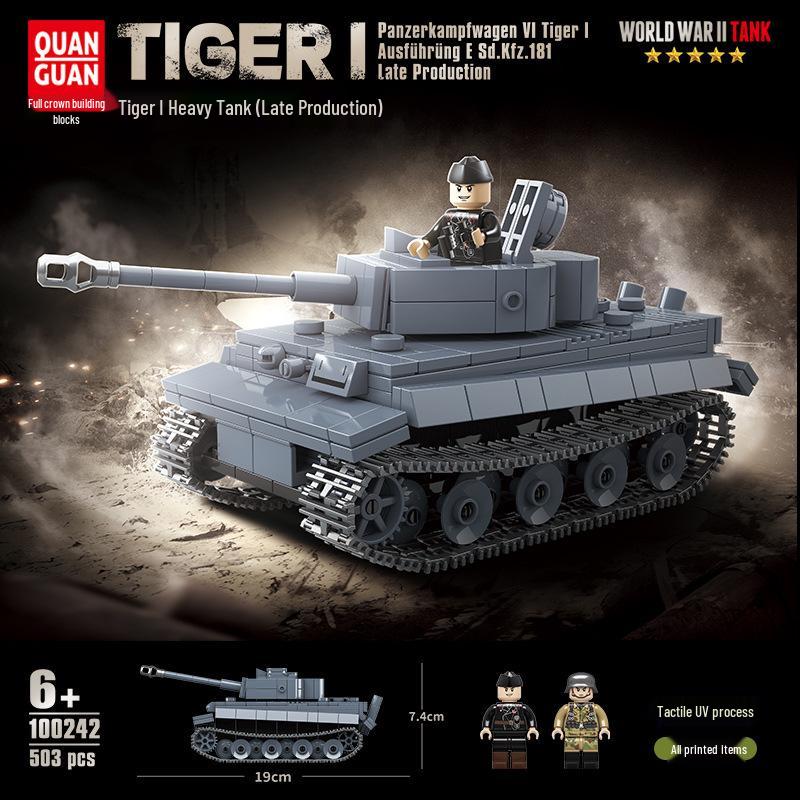 Lego-Compatible WWII Tiger I Tank Building Blocks - Military Series Toy for Boys