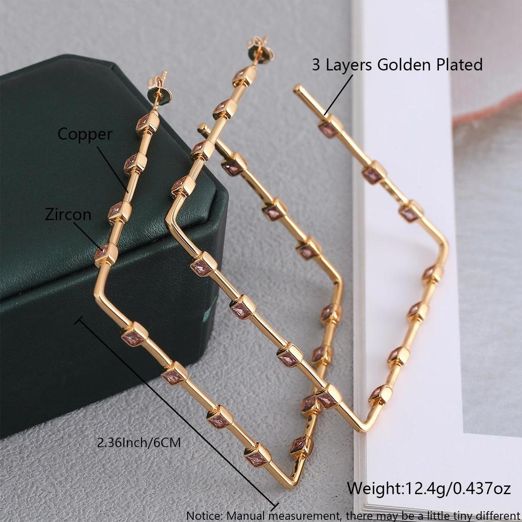 European & American 6CM Large Square Hoop Earrings - Bold Geometric Design, Statement Stud Earrings for a Unique, Chic Look