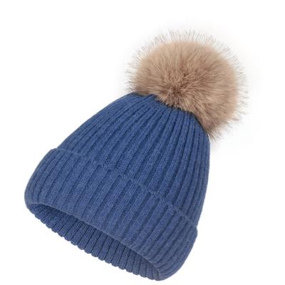 Kids / Adult Single Layer Cap Autumn Winter Hat Women's Imitation Fox Fur Ball Hat Keeps Warm Knitted Hat