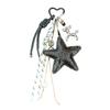 Keychain Pendant Matte-Glossy Finish Imitation Leather Five-Pointed Star Key Chain with Metal Heart Buckle