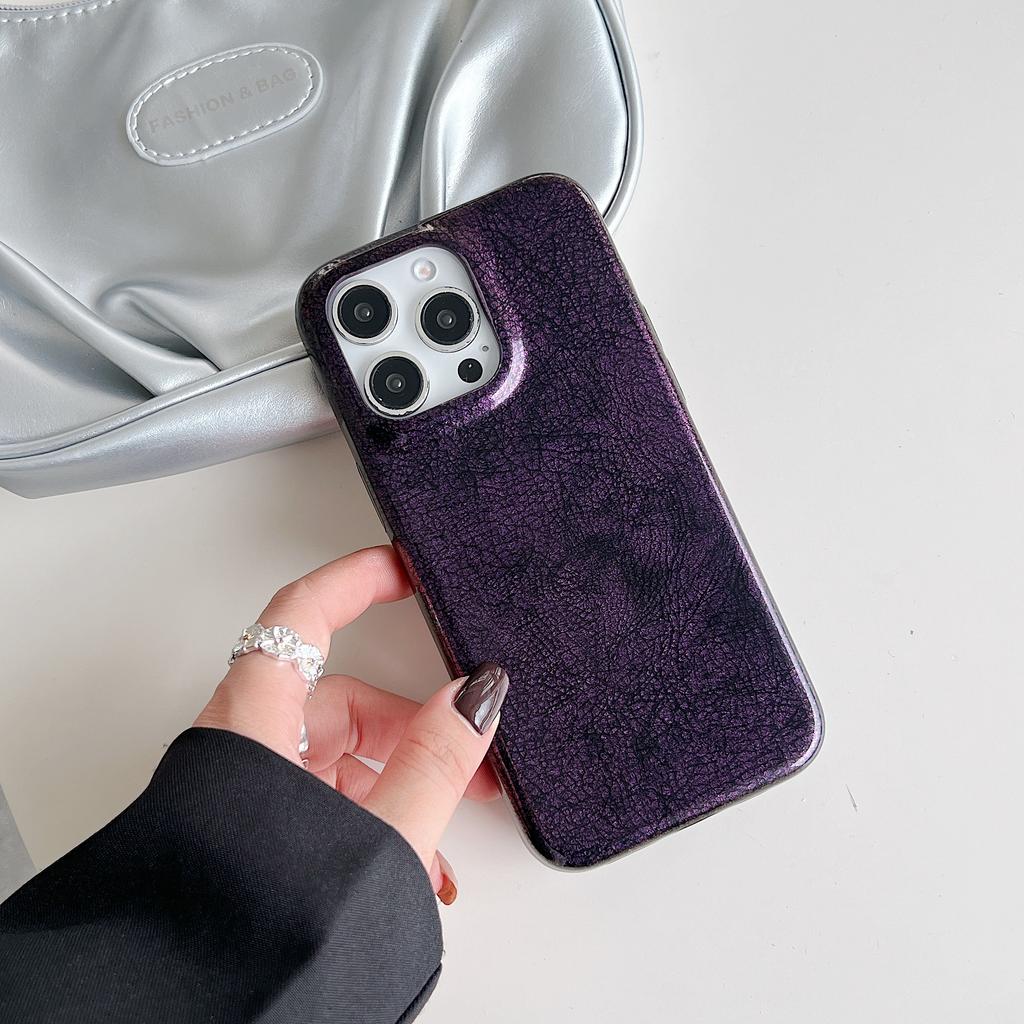 Glossy Leather Texture Bumper Phone Case For iPhone 16 Plus 15 14 13 12 11 Pro Max Armor Shockproof Protection Smooth Hard Cover