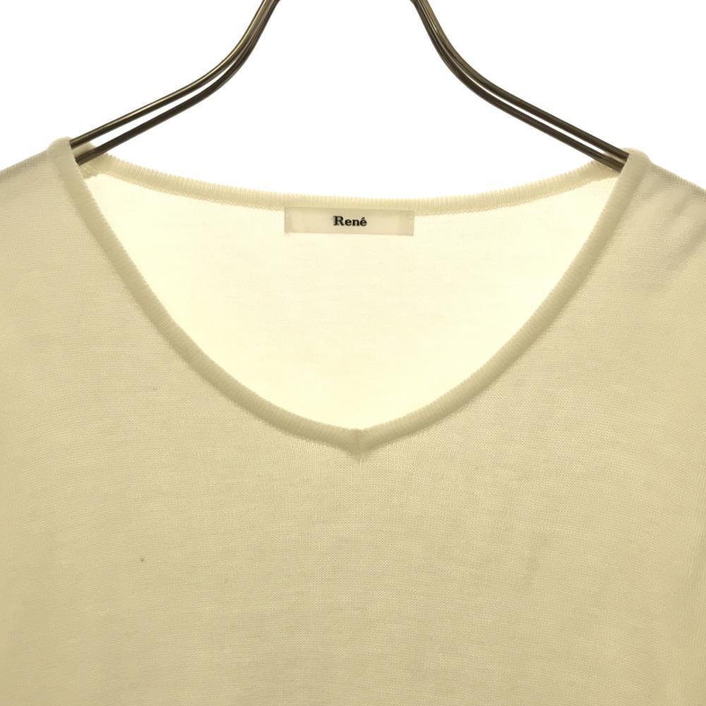 Rene Made In Japan Long Sleeve Balloon Sleeves V-neck Sweater Knit Beads Women Used