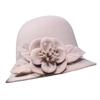 Hat Women Autumn And Winter British Woolen Woolen Pot Hat Fashion Flower Bucket Hat Warm Felt Top Hat