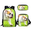 Classici Cuccioli di Bulldog Animali Carini Stampa 3D 3pz/Set zaini per studenti Zaino per Laptop Zaino a spalla inclinata Astuccio