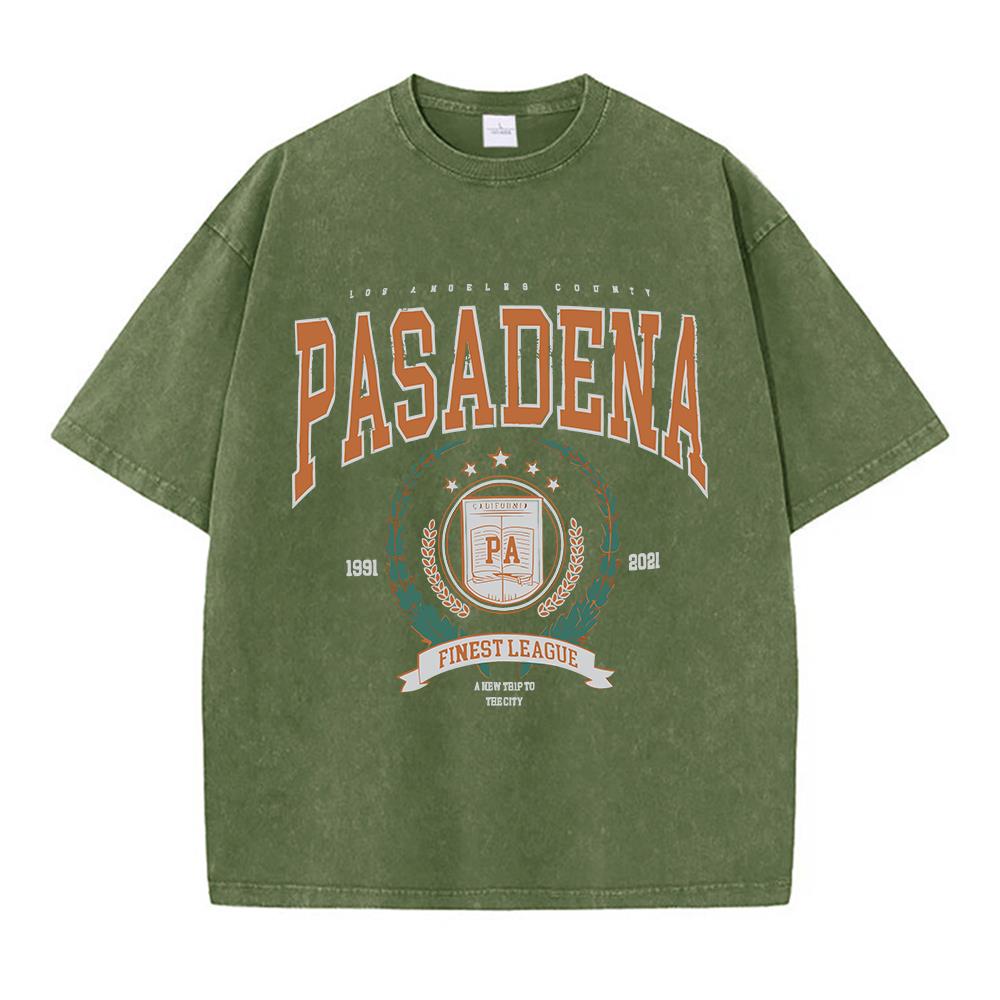

Summer Women Cotton Washed TShirts Fashion Design Pasadena Finest League Printed Tops Loose Distressed ONeck Street Clothes S