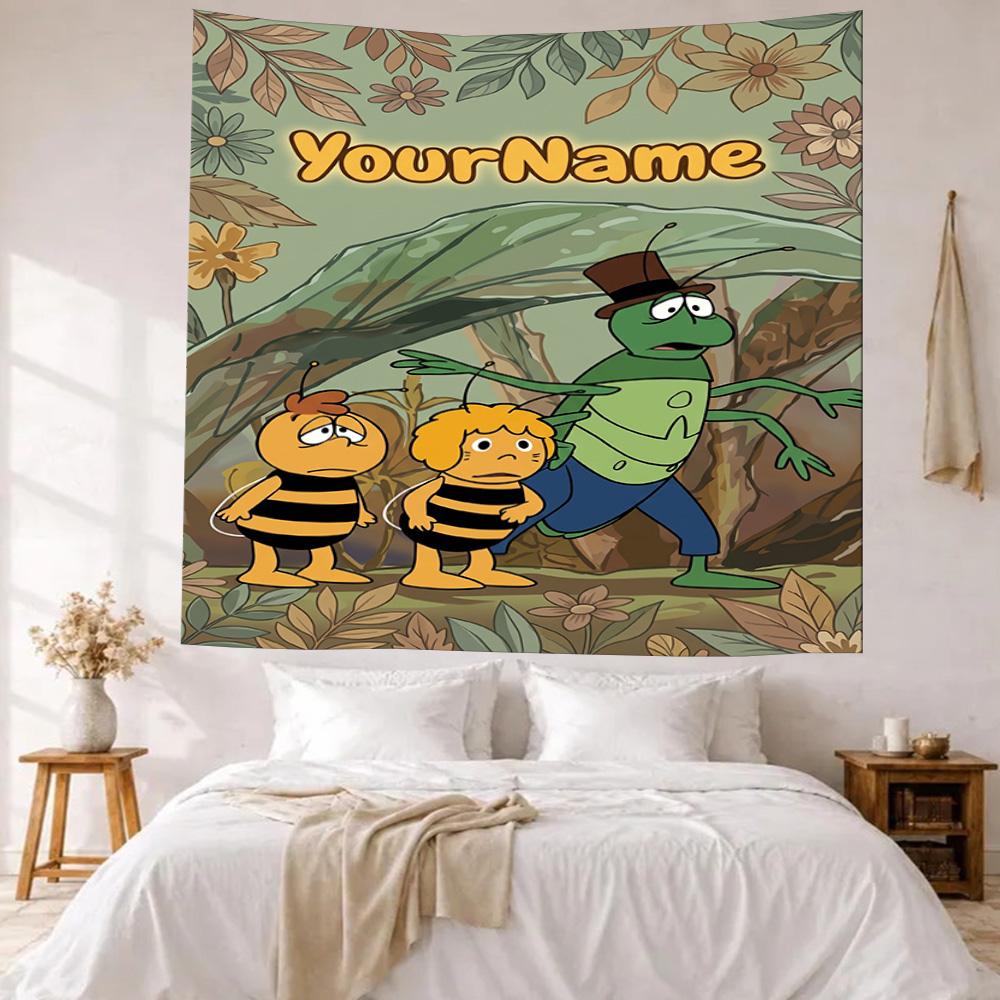 Biene Maja Custom Your Name Wall Decor Tapestry Art For Pet Memorial Birthdaywedding Party Backdrop Family Gift