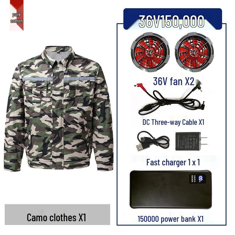 "Men's and Women's Summer Cooling Workwear with Fan, Pure Cotton"