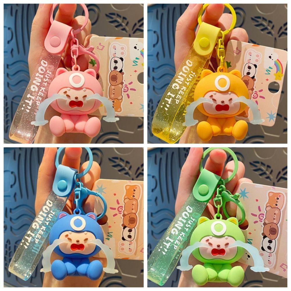 PVC Cartoon Pendant Crying Face Car Keyring Creative Dolls Keychain  Car Keychain
