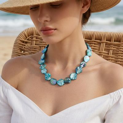 Niche Design Colorful Irregular Baroque Clavicle Chain, Natural Seashell Necklace for Women