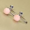 Garnet Pink Coral Round Ball Undyed Coral, Coral, Earrings, Silver,