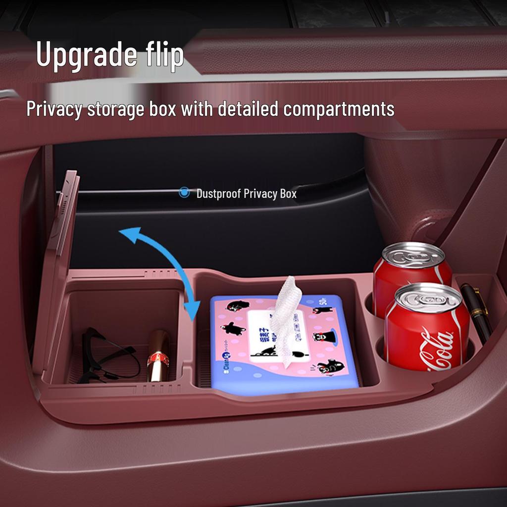 Compatible with 26 NIO ES8 Models: Center Console Cup Holder & Storage Box for Car Interior Modification