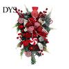 Festive Atmosphere Decoration Candy Cane Christmas Teardrop Swag, Red White Striped Peppermint Swag Artificial Wreath for Front Door, Indoor