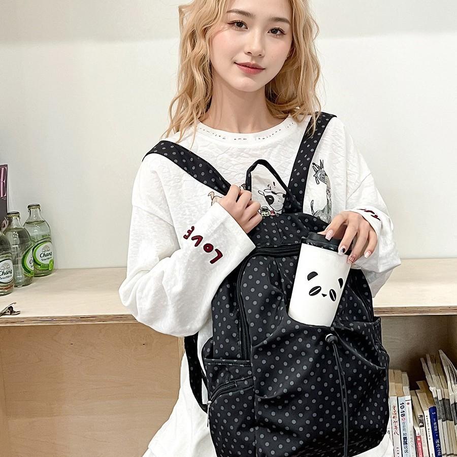 Schoolbag new Japanese small fresh backpack large capacity travel polka dot lightweight computer bag student backpack female
