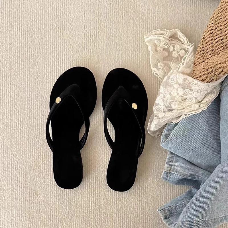 

Flat-bottomed slippers versatile leather flip-flops women s summer sandals 41