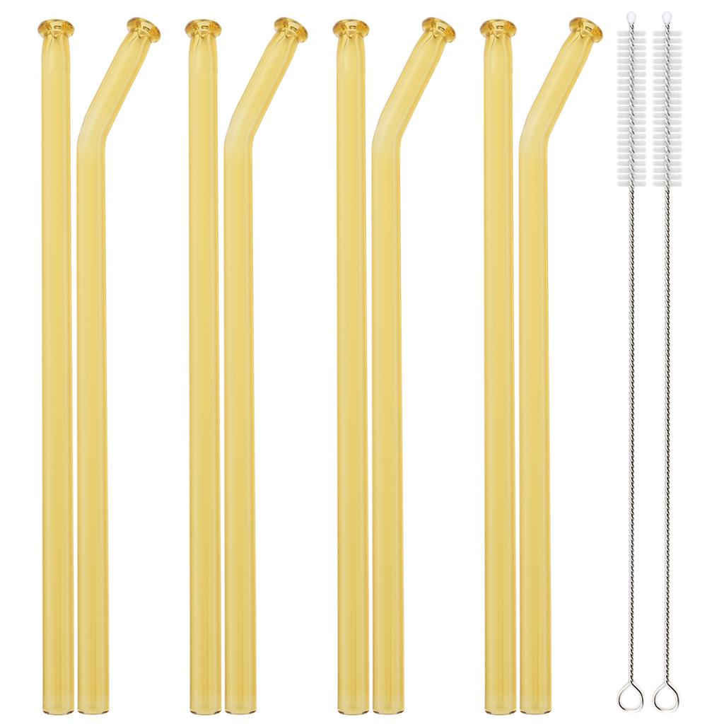8pcs High Borosilicate Glass Straw Sets Creative Glass Straw Milk Tea Juice Cocktail Straw Set with Brush Party Bar Accessories